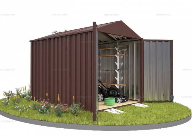 Хозблок SKOGGY секционный с двускатной крышей 3 х 2 м, шоколадный Хозблок SKOGGY секционный с двускатной крышей 3 х 2 м, шоколадный
