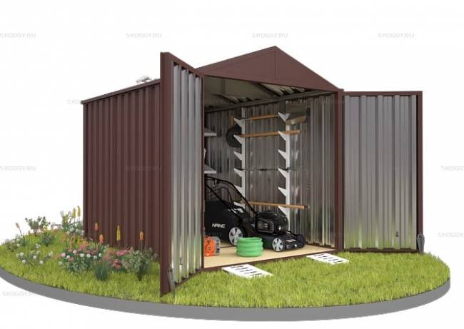 Хозблок SKOGGY секционный с двускатной крышей 3 х 2 м, шоколадный Хозблок SKOGGY секционный с двускатной крышей 3 х 2 м, шоколадный