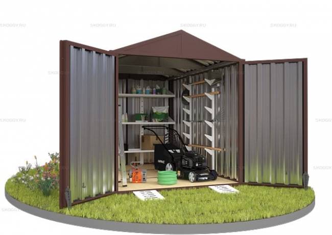 Хозблок SKOGGY секционный с двускатной крышей 3 х 2 м, шоколадный Хозблок SKOGGY секционный с двускатной крышей 3 х 2 м, шоколадный