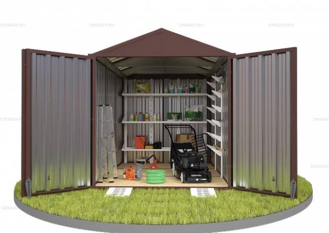 Хозблок SKOGGY секционный с двускатной крышей 3 х 2 м, шоколадный Хозблок SKOGGY секционный с двускатной крышей 3 х 2 м, шоколадный