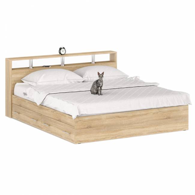 Кровать с ящиками 1800 Камелия + две тумбы цвет дуб сонома Кровать с ящиками 1800 Камелия + две тумбы цвет дуб сонома