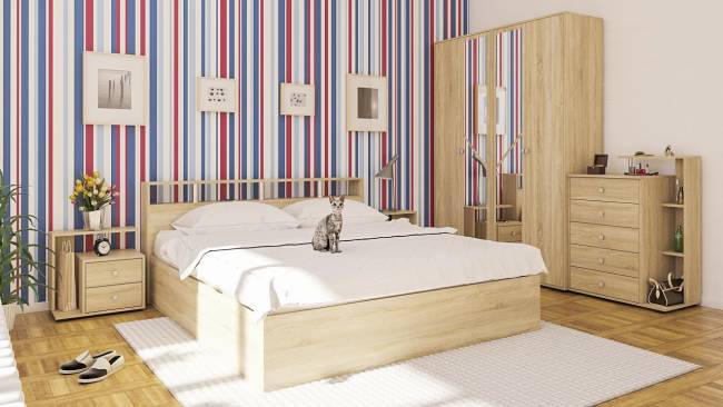 Кровать с ящиками 1800 Камелия + две тумбы цвет дуб сонома Кровать с ящиками 1800 Камелия + две тумбы цвет дуб сонома