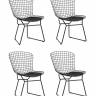 Стул обеденный Bertoia черный с черной подушкой 4 шт