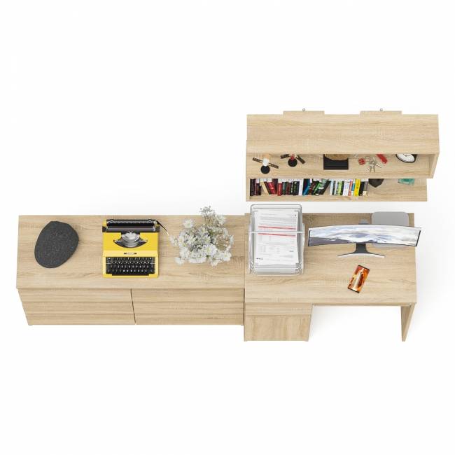 Большой комод на 6-ть ящиков Мори с компьютерным столом МС-1 левый и полка открытая на 900 цвет дуб сонома Большой комод на 6-ть ящиков Мори с компьютерным столом МС-1 левый и полка открытая на 900 цвет дуб сонома