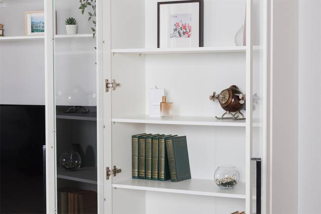 Две тумбы под аппаратуру и сервант Валенсия цвет белый шагрень Две тумбы под аппаратуру и сервант Валенсия цвет белый шагрень